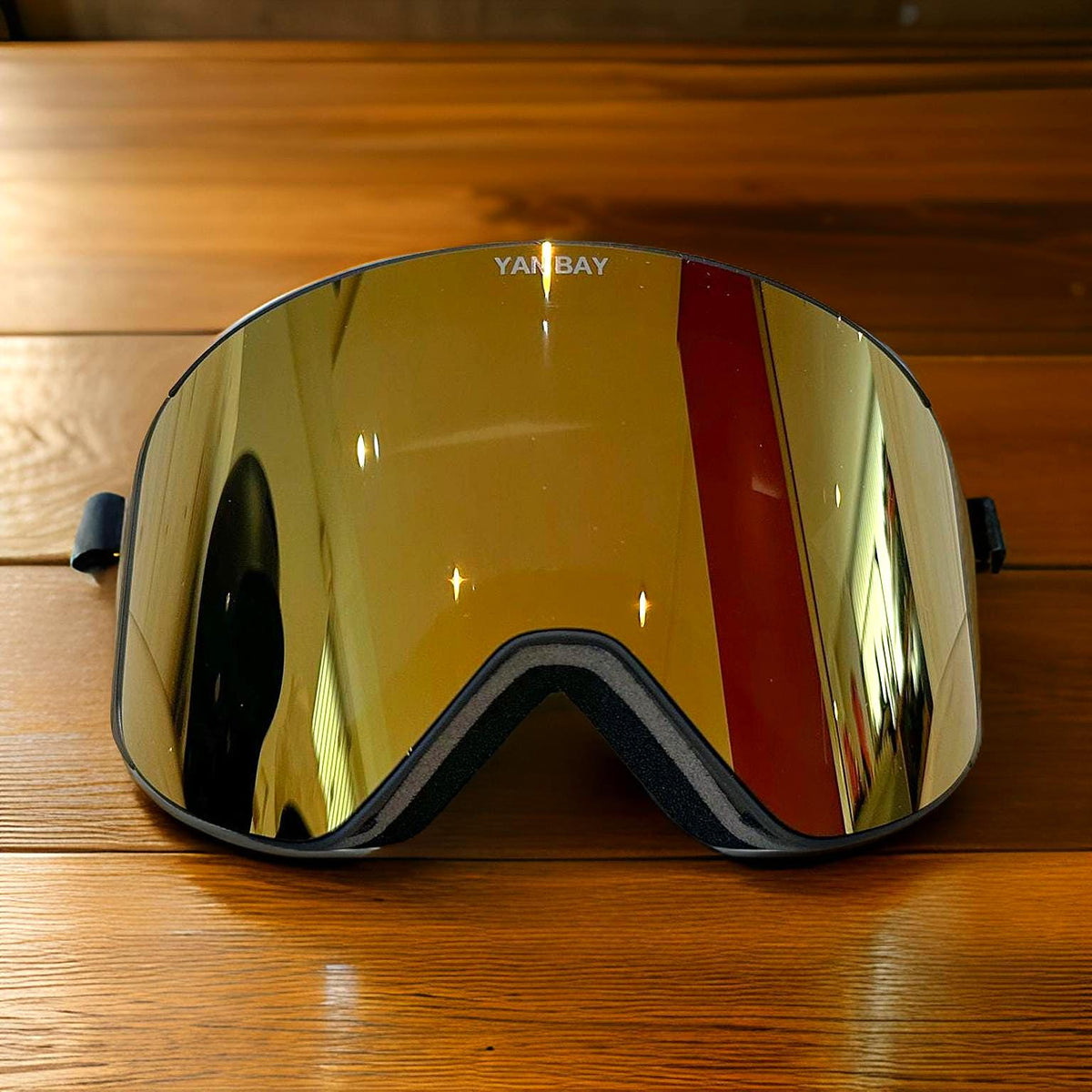 YAN BAY Skibrille Gold seitlich