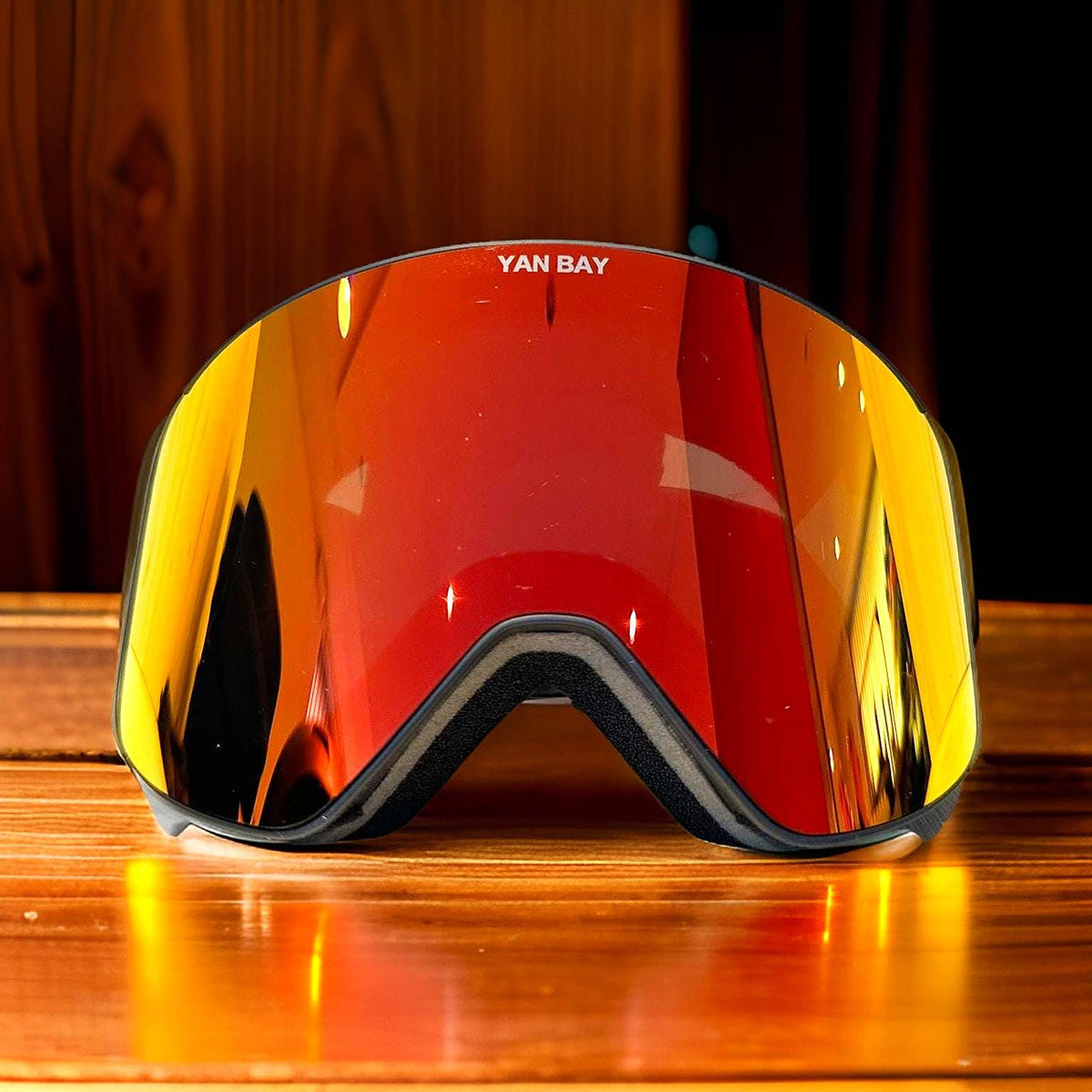 YAN BAY Skibrille Rot-Orange seitlich